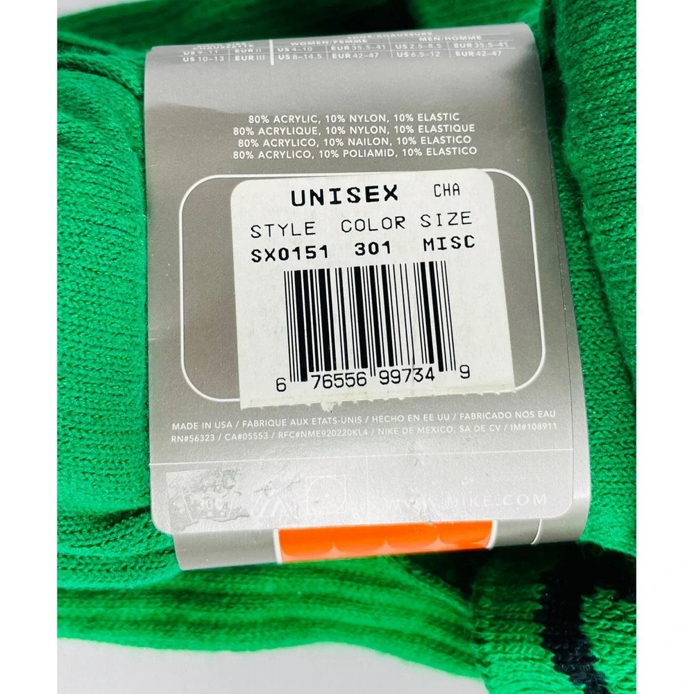 Nike Soccer Socks Size 10-13 Green 2 Pair Knee High‎ New with Tags NWT